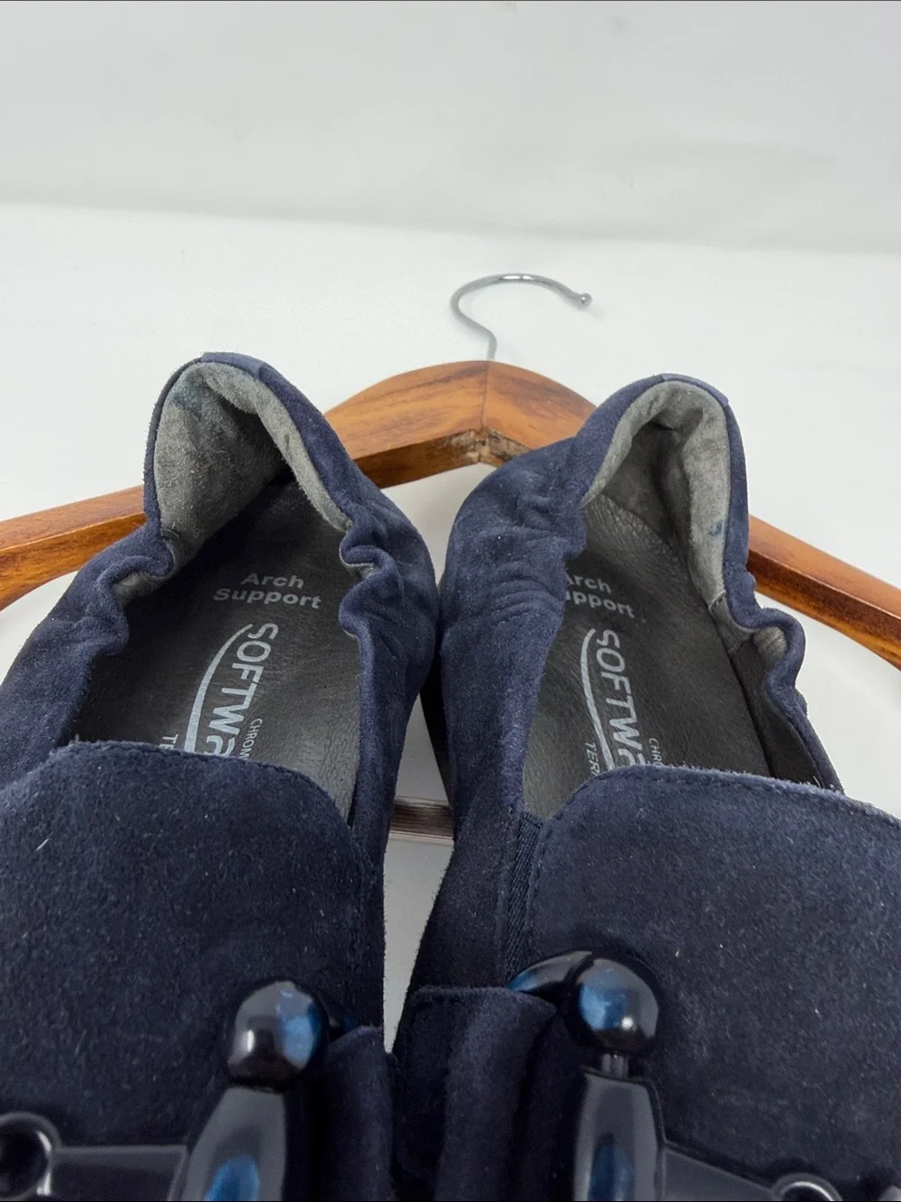 Softwaves Navy Suede Horsebit Loafers Size 8.5 Excellent Condition
